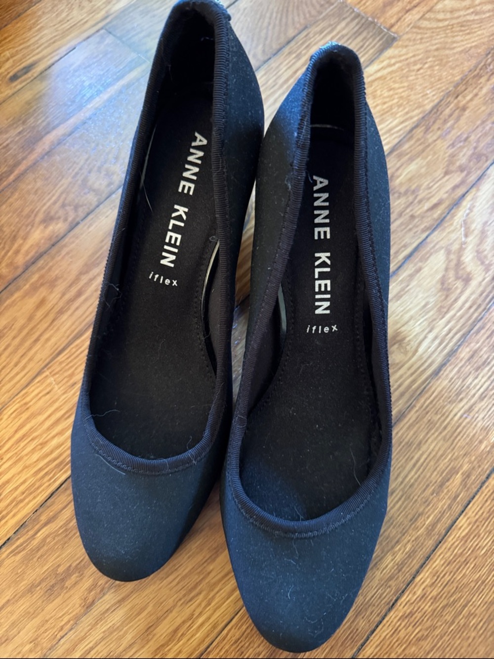 Anne Klein Black Iflex Slip-On Chunky Heel